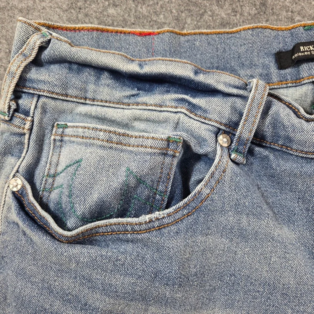 True Religion Ricky Jeans Mens 36 Relaxed Straight Leg Light Wash 31 Inseam
